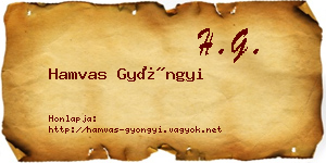 Hamvas Gyöngyi névjegykártya